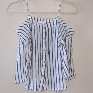 BP linen blend off shoulder flared sleeve top